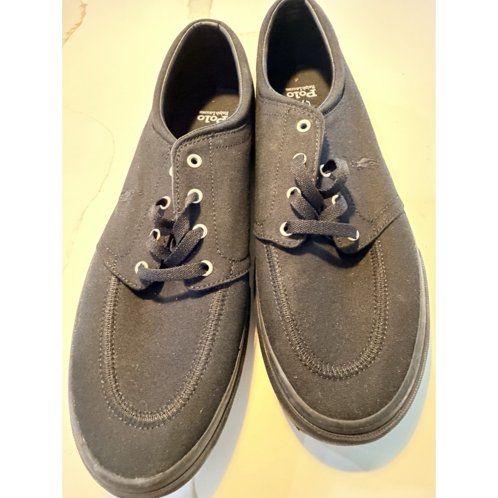 Polo Ralph Lauren Faxon X Black Canvas Sneakers Men's Size 14 Black Casual Shoes